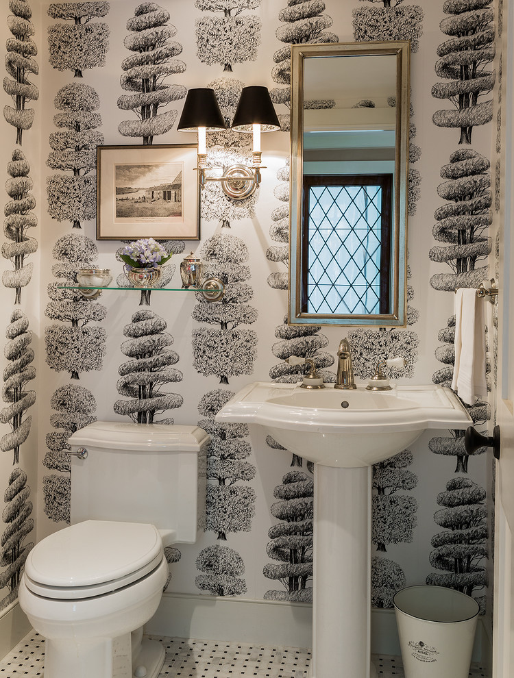 Elegant Wall Sconces Powder Room Traditional with Antique Colonial Home Black