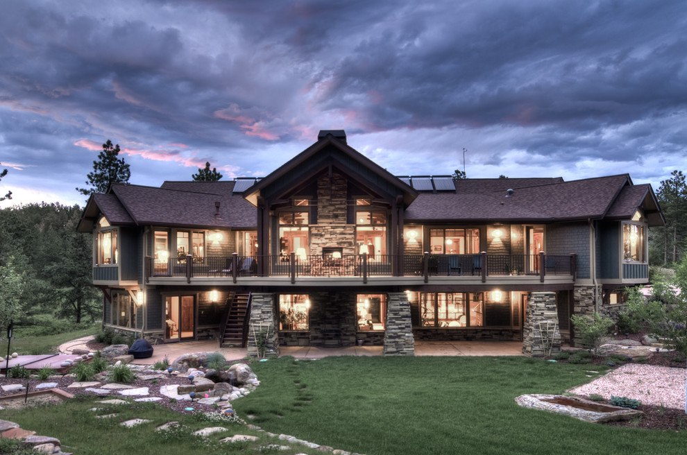 Elevated Deck Plans Exterior Traditional with Alpine Balcony Cabin Grass