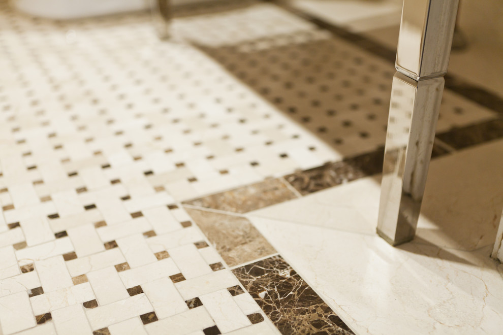 Emperador Dark Marble Spaces Traditional with None 