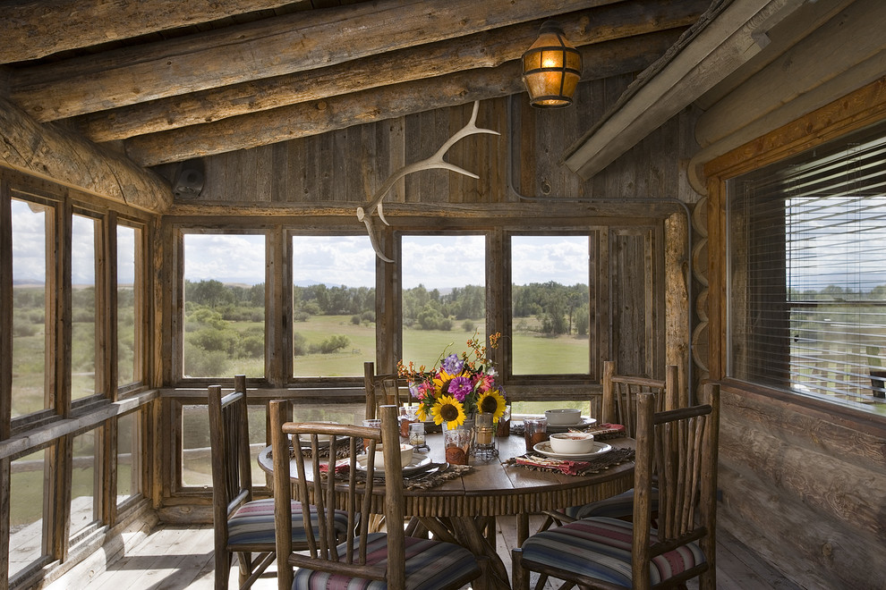 Enclosed Porch Ideas Porch Rustic with Antlers Cabin Centerpiece Exposed