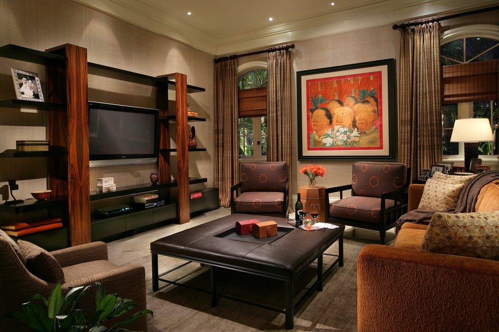 Entertainment Center Designs Family Room Contemporary with Accent Chair Ceiling Lighting