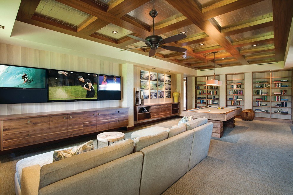 Entertainment Center Plans for Flat Screen Tvs Family Room Tropical with Artwork Bookshelves Built in Media