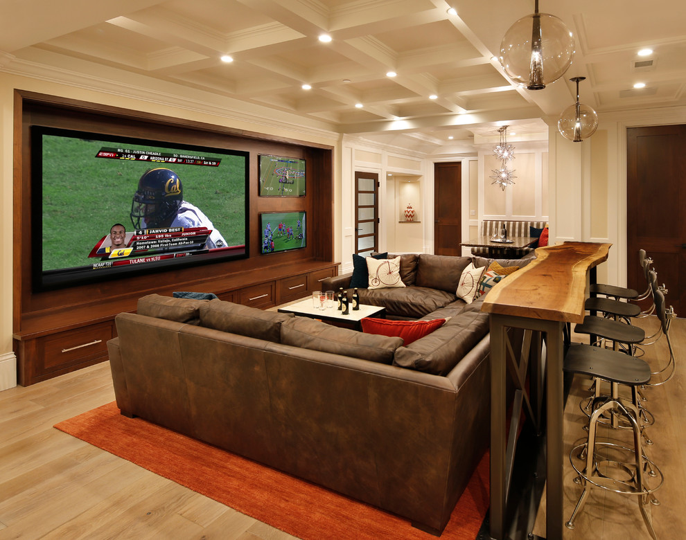 Entertainment Center Plans for Flat Screen Tvs Home Theater Traditional with Banquette Black Counter Stool