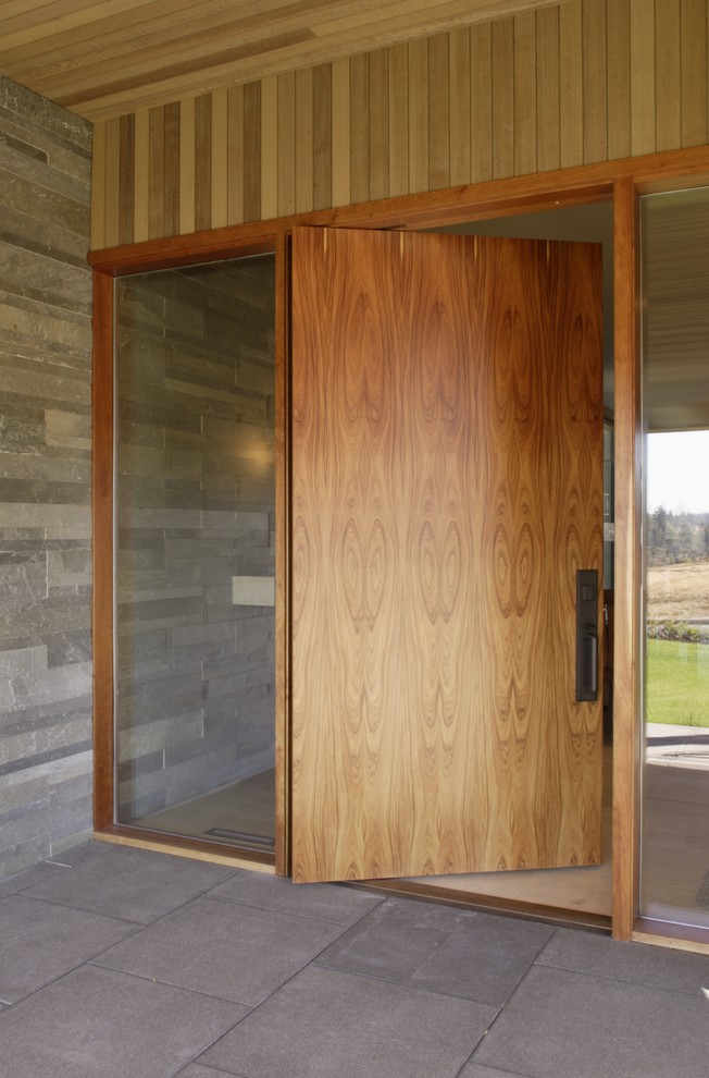 Entry Door with Sidelights Entry Contemporary with Exposed Grain Glass Wall