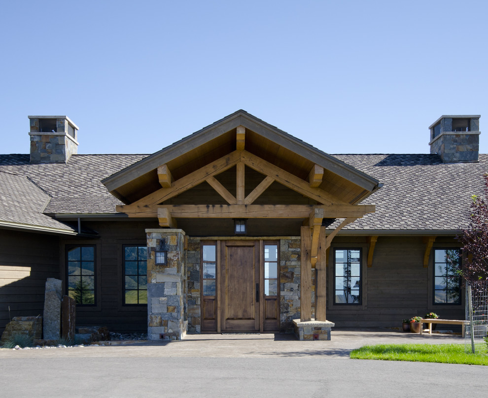 Entry Doors with Sidelights Entry Rustic with Beams Bench Chimney Corbels