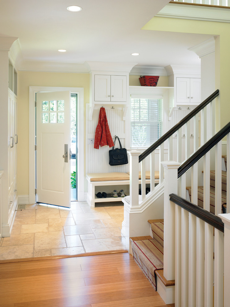 Entry Way Tile Entry Traditional with Banister Baseboard Beadboard Built