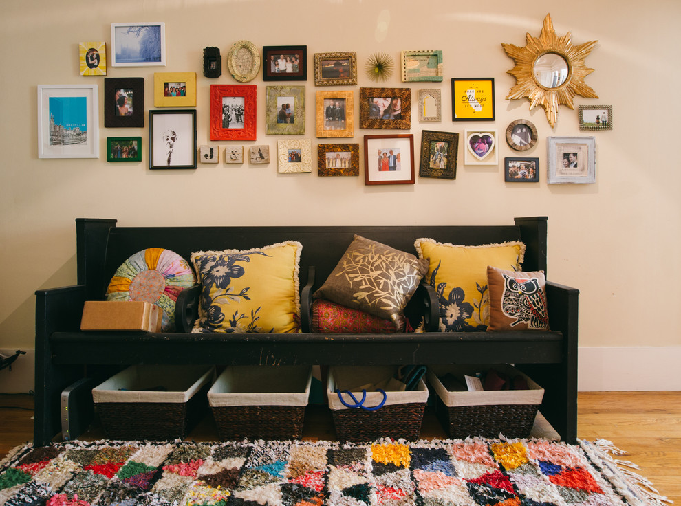 Entryway Bench Ideas Living Room Eclectic with Bohemian Eclectic Small Space
