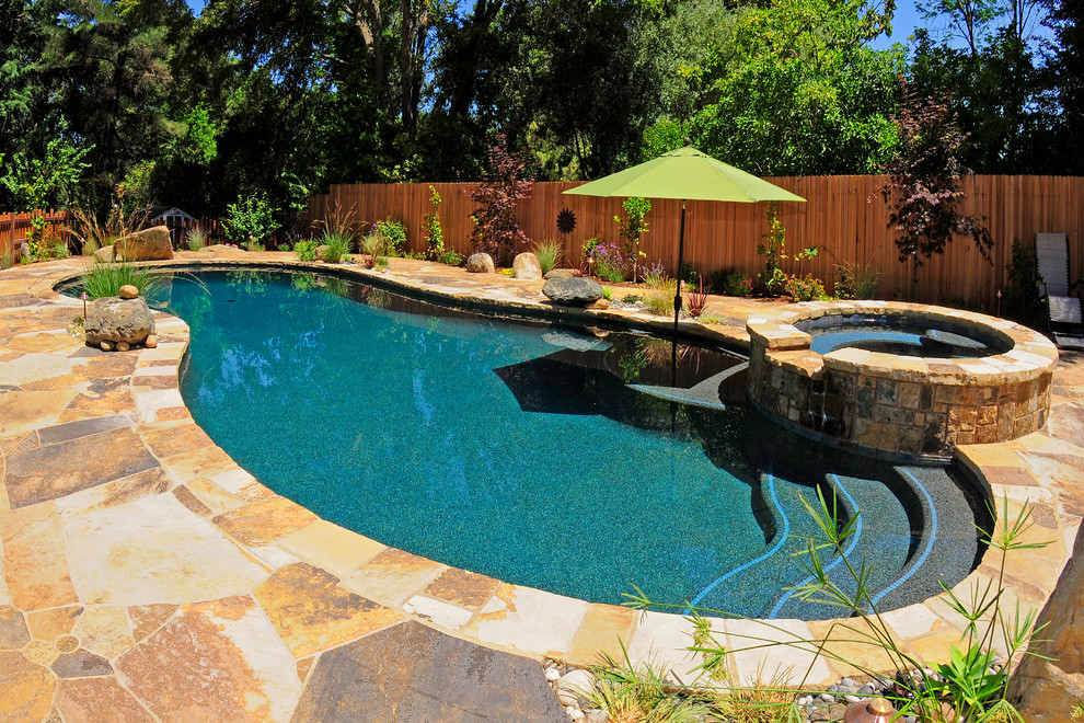Entryway Round Table Spaces Rustic with Backyard Retreat Flagstone Hot