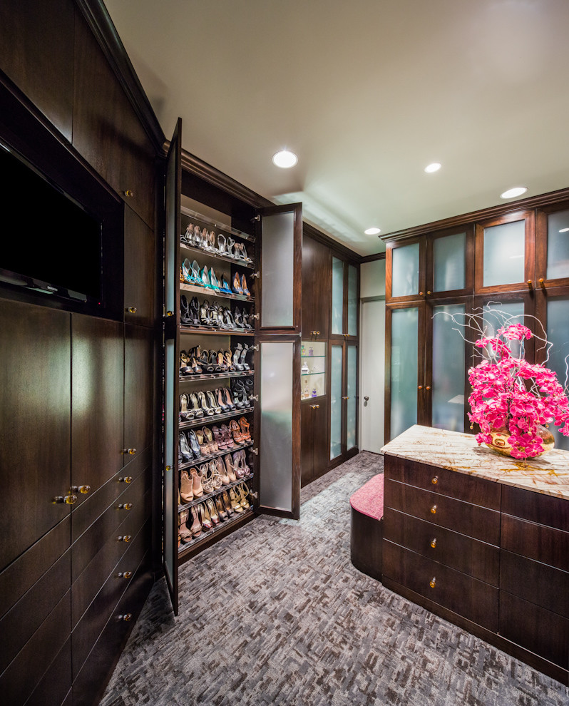 Entryway Shoe Bench Closet Contemporary with Built in Cabinetry Dark Wood