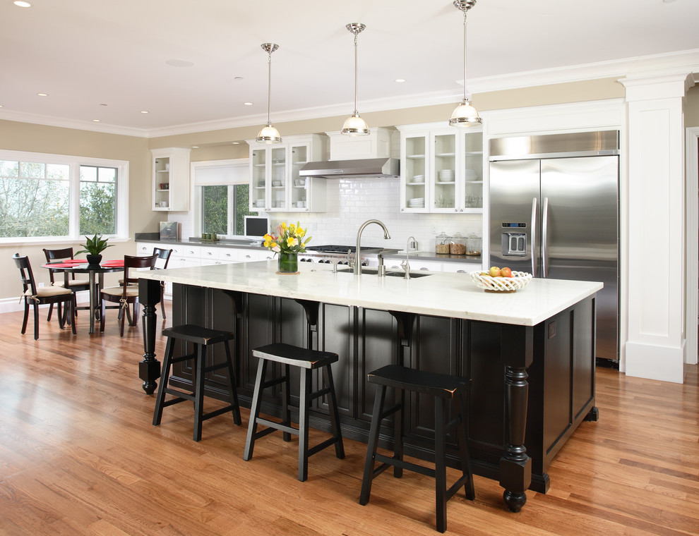 Espresso Cabinets Kitchen Kitchen Traditional with Base Molding Breakfast Bar