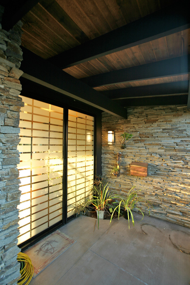 Etched Glass Door Entry Asian with None 