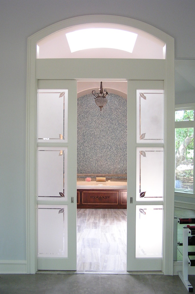 Etched Glass Doors Bathroom Traditional with Arched Window Bathroom Bathrooms