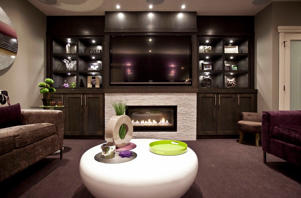 Ethanol Fireplace Insert Basement Transitional with Basement Cabinetry Calgary Contemporary