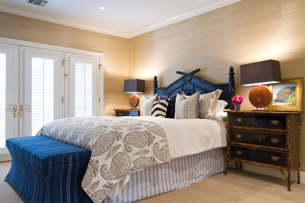 European Bedroom Furniture Bedroom Traditional with Bamoo Headboard Bedside Table
