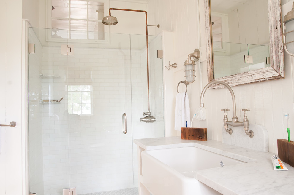 Exposed Shower Plumbing Bathroom Beach with Airy Beach Cottage Beach