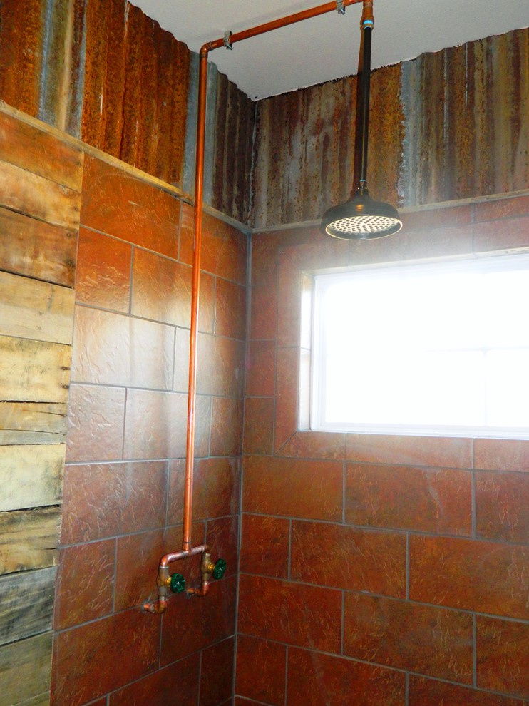Exposed Shower Plumbing Bathroom Modern with Copper Shower Exposed Copper