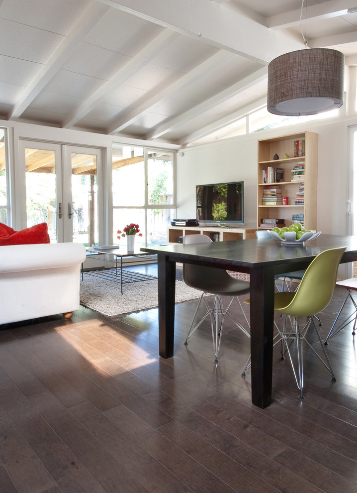 Extendable Dining Table Dining Room Contemporary with Accent Wall Beams Ceiling