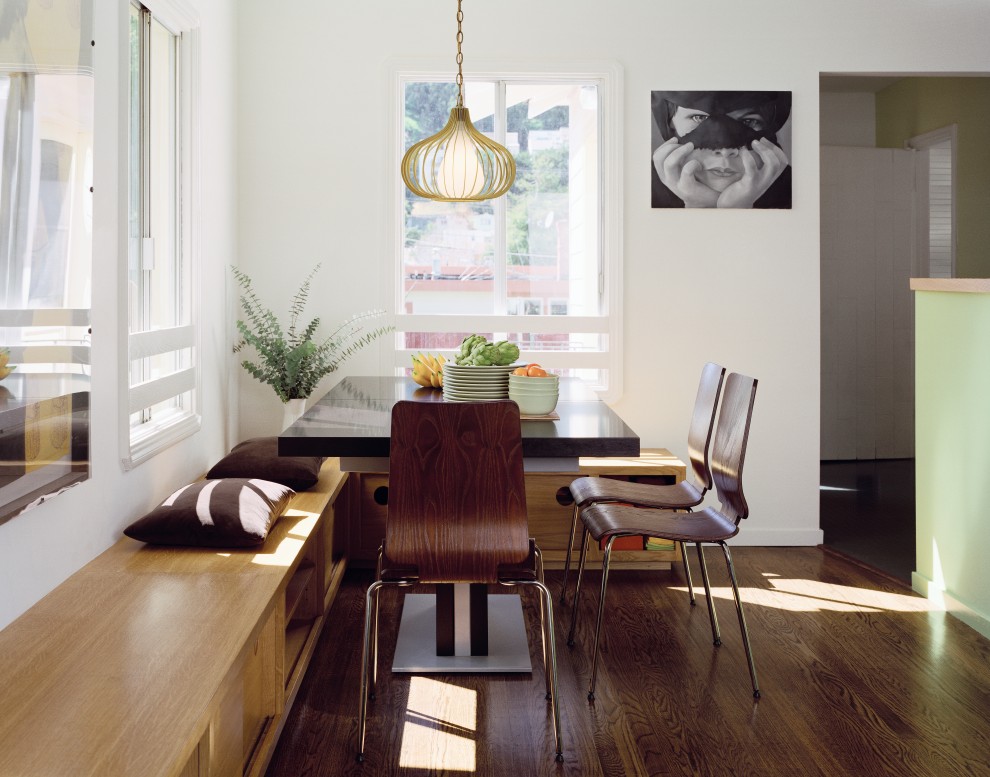 Extendable Dining Table Dining Room Modern with Custom Cabinetry Dark Floor1