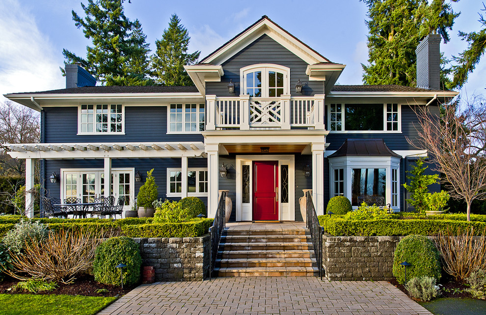 Exterior Color Schemes Exterior Traditional with Balcony Bay Window Brick
