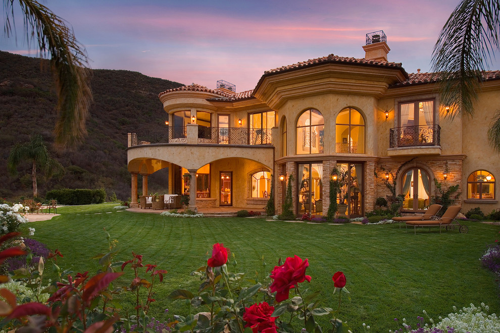 Exterior Home Designs Exterior Mediterranean with Arch Balcony Balustrade Chaise