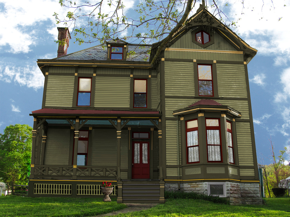 Exterior Paint Color Schemes Exterior Traditional with Drab Green Earth Tones1