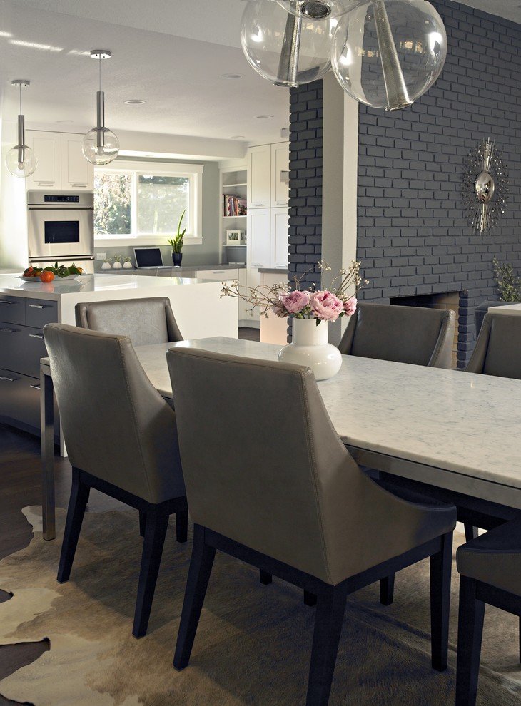 Exterior Paint Colors That Go with Brick Dining Room Contemporary with Brick Fireplace Cowhide Rug