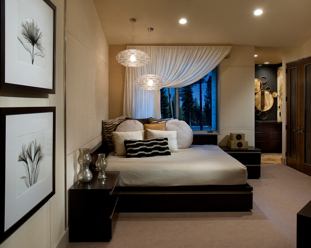 Extra Long Curtains Bedroom Contemporary with Bedroom Beige Bedding Beige