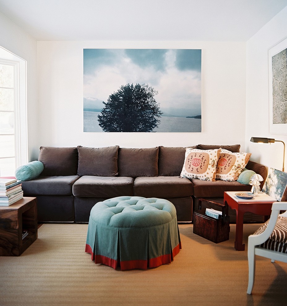 Extra Long Sofa Living Room Eclectic with Artwork Decorative Pillows Magazine