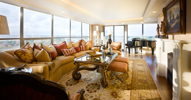 extra long sofas Living Room Traditional with carved wood and glass