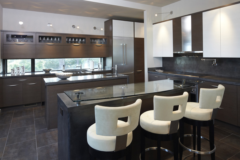 Extra Tall Bar Stools Kitchen Modern with Concrete Island Flush Cabinets