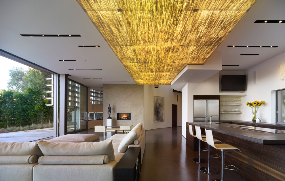 Eyeball Recessed Lights Living Room Contemporary with Black Concrete Counter Concrete