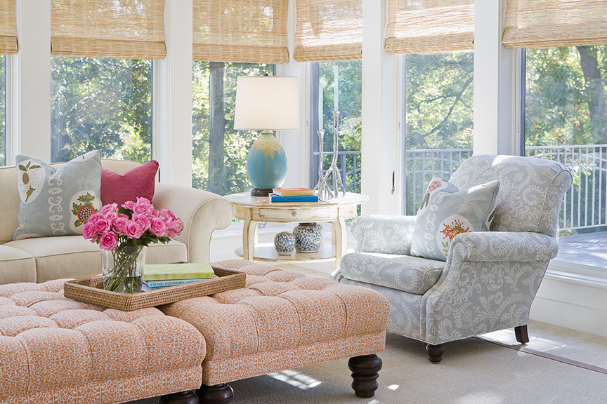 Fabric Ottoman Coffee Table Porch Traditional with Airy Cheery Chic Clean