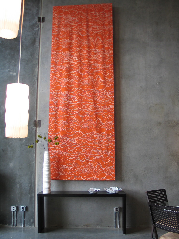 Fabric Wall Hangings Living Room Industrial with Dark Floor Industrial Lanterns