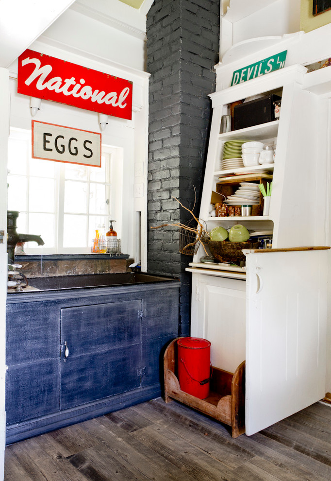 fake wood flooring Kitchen Eclectic with antique china cabinet corner
