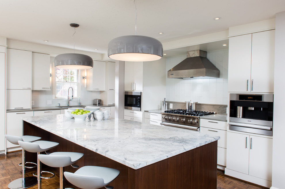 Fantasy White Granite Kitchen Contemporary with Aidan Design Brookhaven Cabinetry