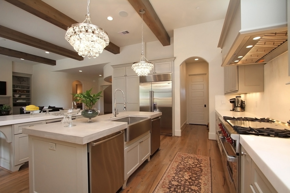 Farmhouse Kitchen Sinks Kitchen Contemporary with Arch Archway Beige Backsplash
