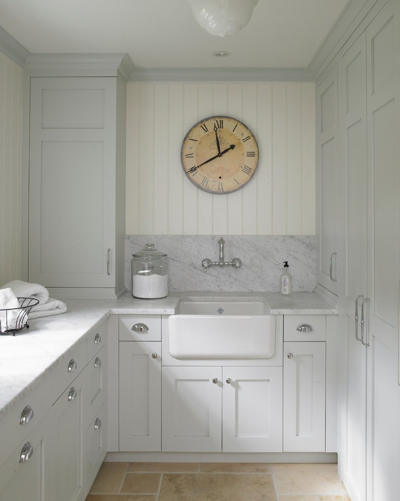 Farmhouse Kitchen Sinks Laundry Room Traditional with Beaded Board Walls Bin