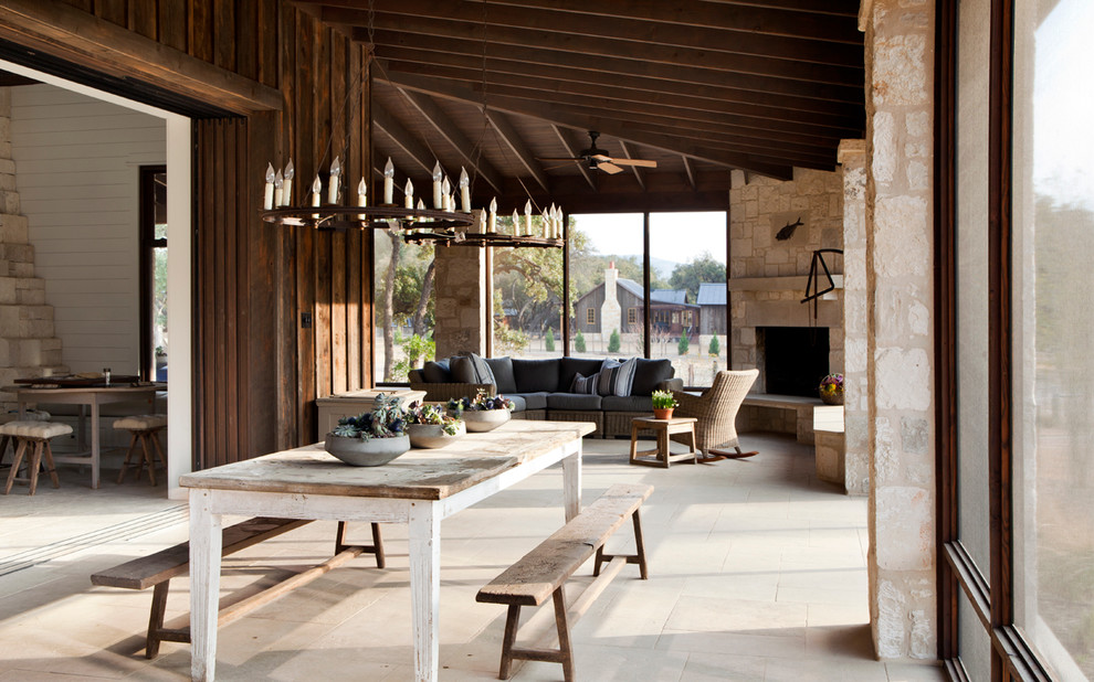 Farmhouse Kitchen Table Porch Farmhouse with Ceiling Fan Distressed Paint