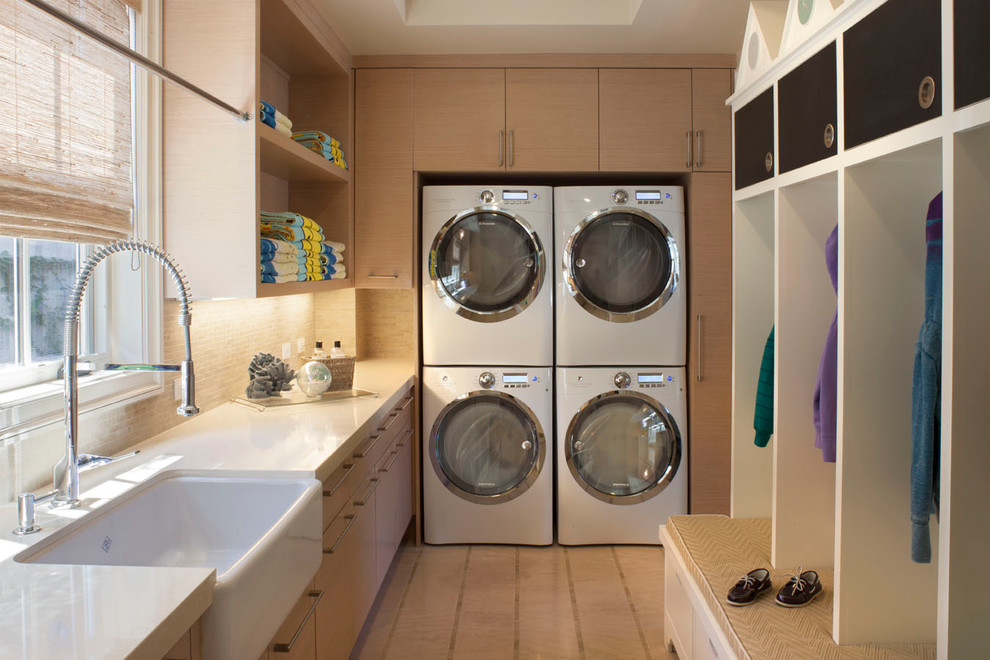 Farmhouse Sink Faucet Laundry Room Traditional with Cabinets Closet Entrance Farmhouse