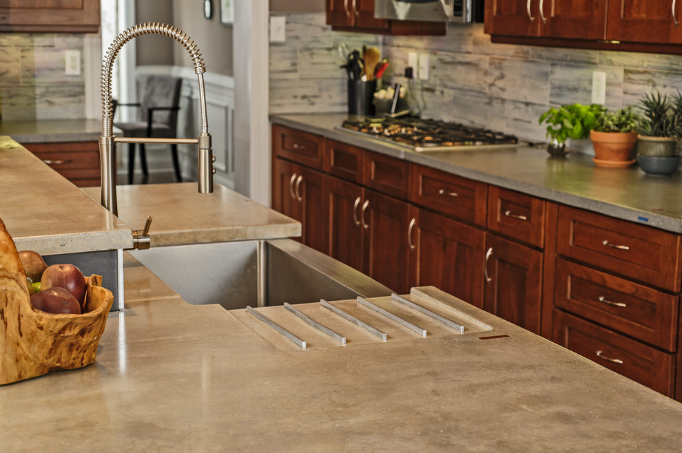 Farmhouse Sink with Drainboard Kitchen Contemporary with None 