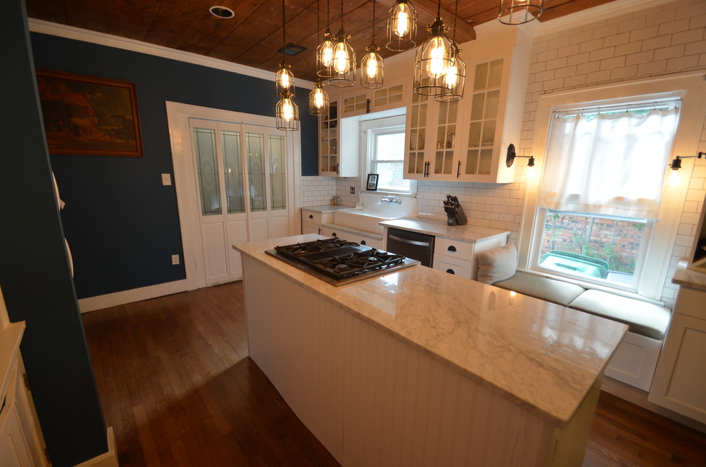 Farmhouse Sink with Drainboard Kitchen Farmhouse with Accordion Doors Bench Seat