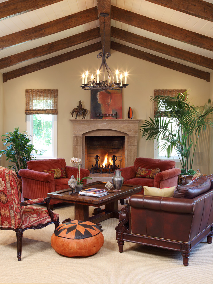 Faux Ceiling Beams Living Room Traditional with Beige Carpet Beige Ceiling