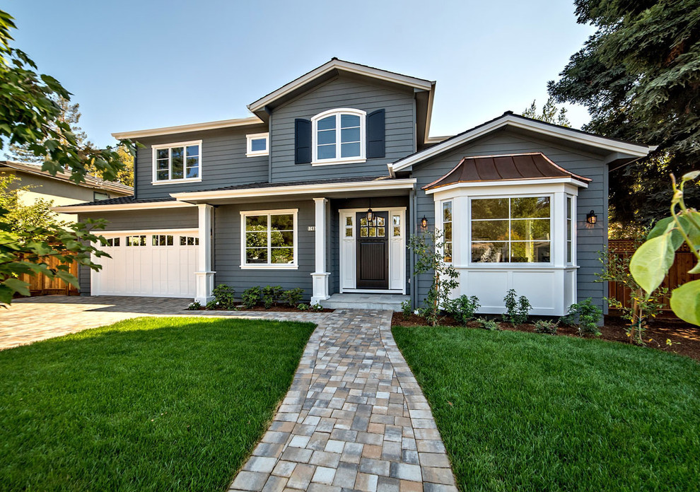 Faux Copper Gutters Exterior Traditional with Carriage Style Wood Garage