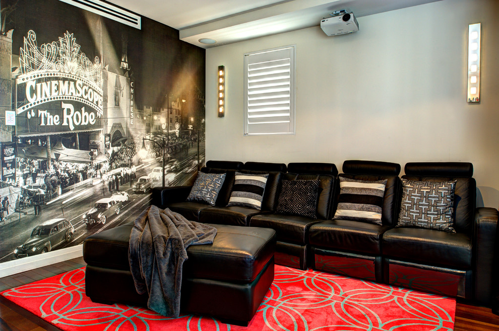 Faux Fur Rug Home Theater Transitional with Beige Wall Black And