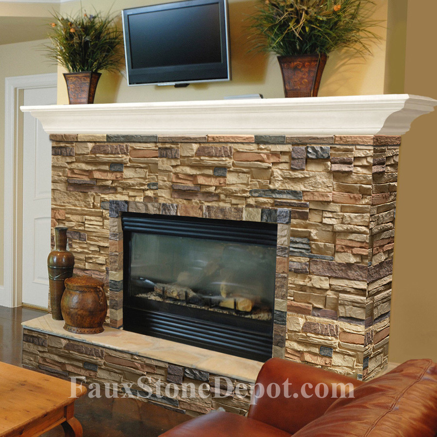 Faux Stone Fireplace Living Room Traditional with Another Great Example Of