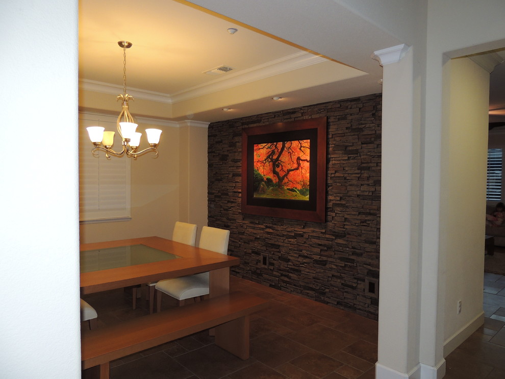 Faux Stone Panels Dining Room Contemporary with Accent Wall Artificial Stone
