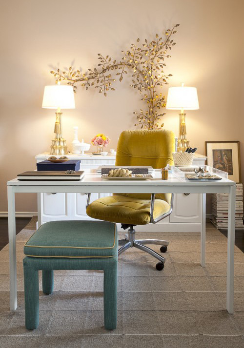 Feminine Desk Accessories Home Office Contemporary with Area Rug Dark Floor