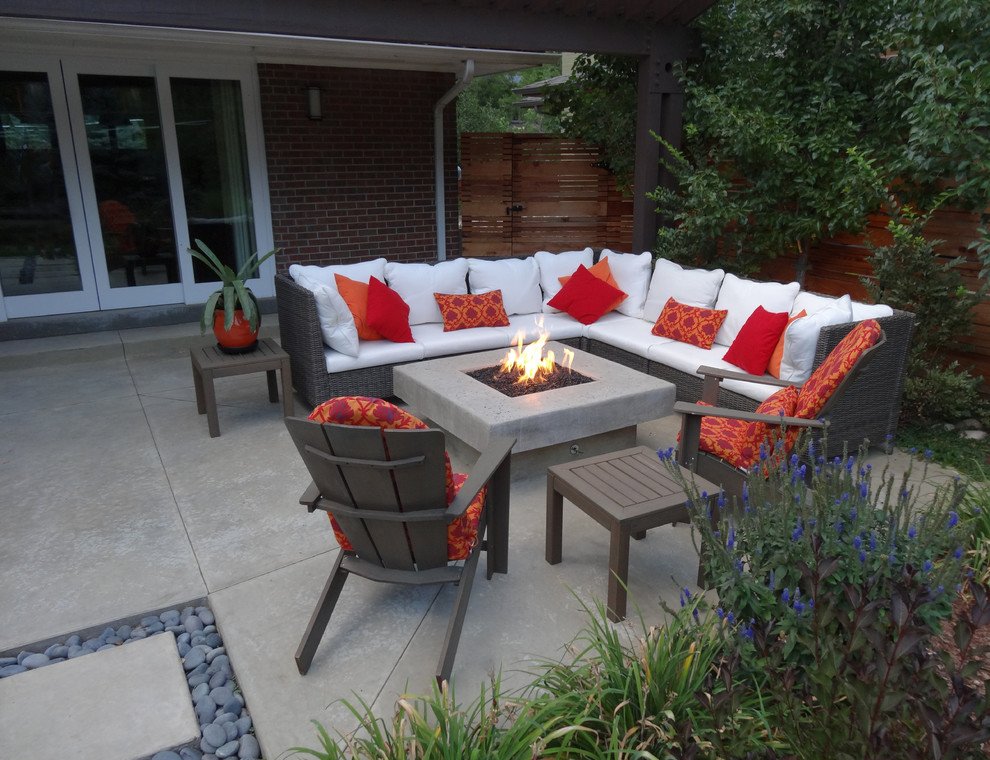 Fire Pit Ideas Patio Patio Contemporary with Black Smooth Stones Brick