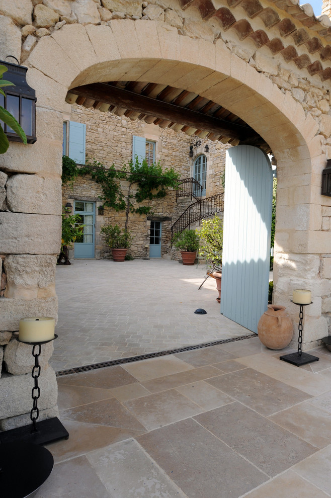 Fire Pit Stones Patio Mediterranean with Arbor Bastide Pool Exterior