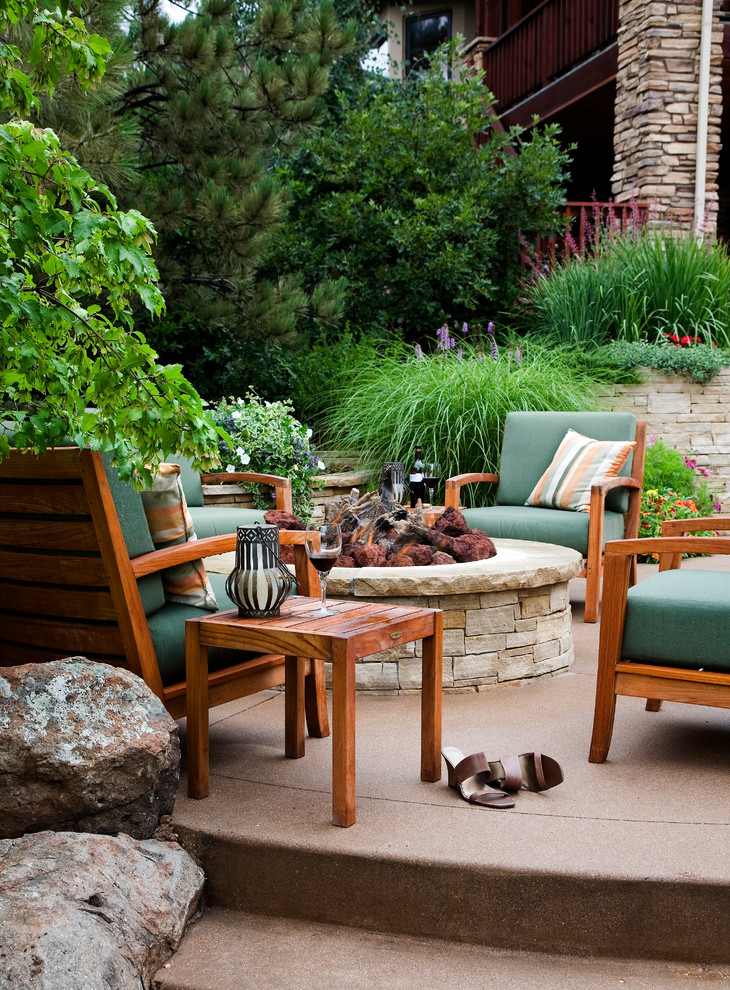 Fire Pit Stones Patio Traditional with Boulders Concrete Fire Pit